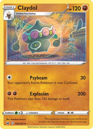 Claydol 103/202 - SWSH01 Sword & Shield Base Set Reverse Holofoil - for just $0.23! 