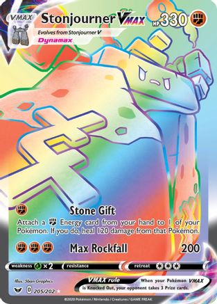 Stonjourner VMAX (Secret) 205/202 - SWSH01 Sword & Shield Base Set Holofoil - for just $3.16! 