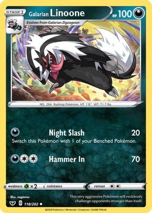 Galarian Linoone 118/202 - SWSH01 Sword & Shield Base Set - for just $0.06! 