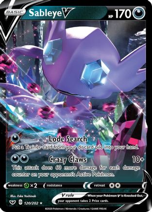 Sableye V 120/202 - SWSH01 Sword & Shield Base Set Holofoil - for just $0.81! 