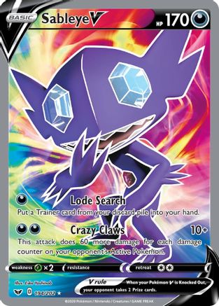 Sableye V (Full Art) 194/202 - SWSH01 Sword & Shield Base Set Holofoil - for just $3.53! 