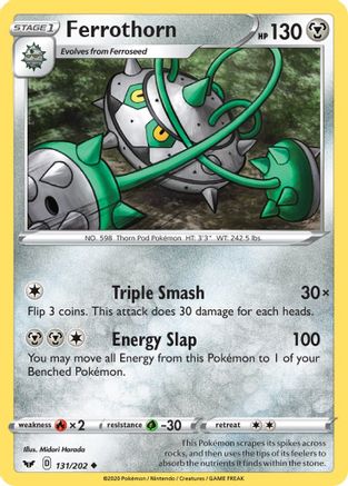 Ferrothorn 131/202 - SWSH01 Sword & Shield Base Set Reverse Holofoil - for just $0.13! 