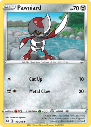 Pawniard 133/202 - SWSH01 Sword & Shield Base Set Reverse Holofoil - for just $0.05! 
