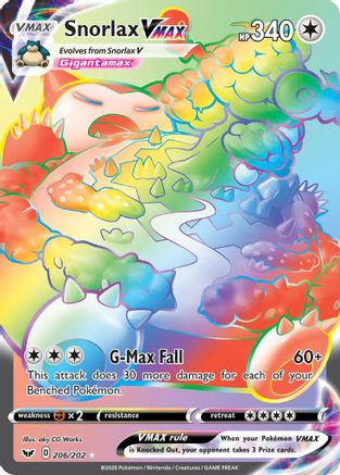 Snorlax VMAX (Secret) 206/202 - SWSH01 Sword & Shield Base Set Holofoil - for just $37.18! 