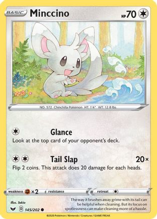 Minccino 145/202 - SWSH01 Sword & Shield Base Set Reverse Holofoil - for just $0.13! 