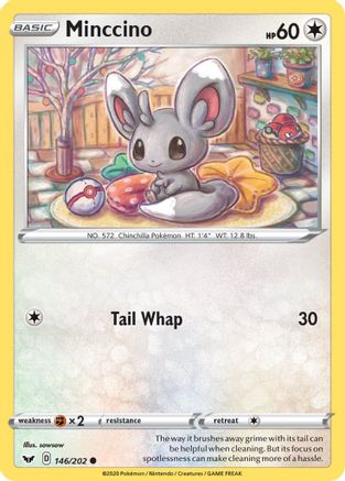 Minccino 146/202 - SWSH01 Sword & Shield Base Set Reverse Holofoil - for just $0.15! 