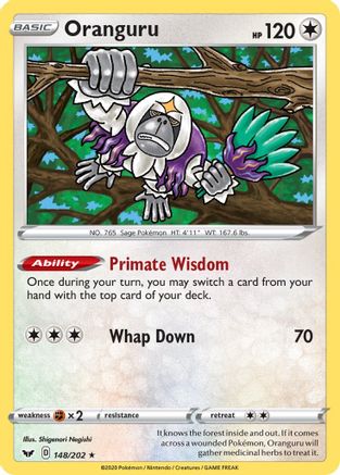 Oranguru 148/202 - SWSH01 Sword & Shield Base Set Reverse Holofoil - for just $0.23! 