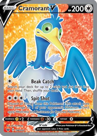 Cramorant V (Full Art) 198/202 - SWSH01 Sword & Shield Base Set Holofoil - for just $0.88! 