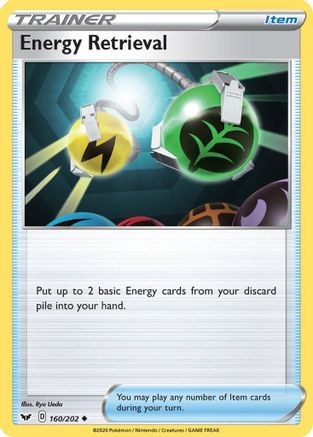 Energy Retrieval 160/202 - SWSH01 Sword & Shield Base Set Reverse Holofoil - for just $0.28! 