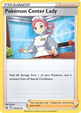 Pokemon Center Lady 176/202 - SWSH01 Sword & Shield Base Set Reverse Holofoil - for just $0.13! 