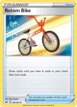 Rotom Bike 181/202 - SWSH01 Sword & Shield Base Set Reverse Holofoil - for just $0.13! 