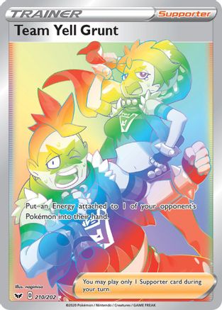 Team Yell Grunt (Secret) 210/202 - SWSH01 Sword & Shield Base Set Holofoil - for just $2.22! 