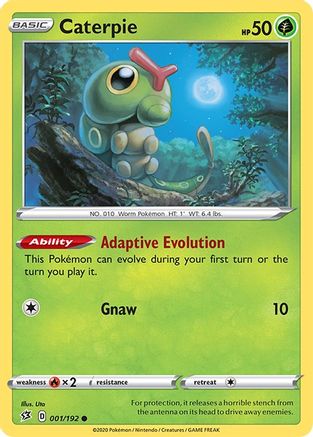 Caterpie 001/192 - SWSH02 Rebel Clash Reverse Holofoil - for just $0.20! 