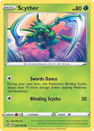 Scyther 004/192 - SWSH02 Rebel Clash - for just $0.10! 