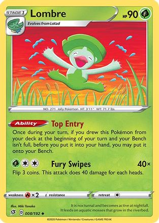 Lombre 008/192 - SWSH02 Rebel Clash Reverse Holofoil - for just $0.18! 