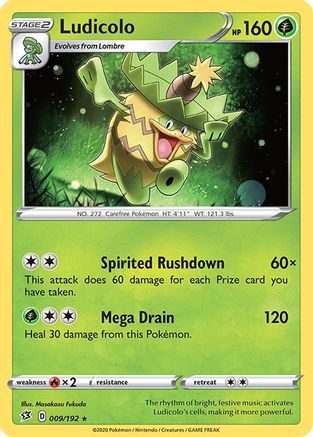 Ludicolo 009/192 - SWSH02 Rebel Clash Reverse Holofoil - for just $0.28! 