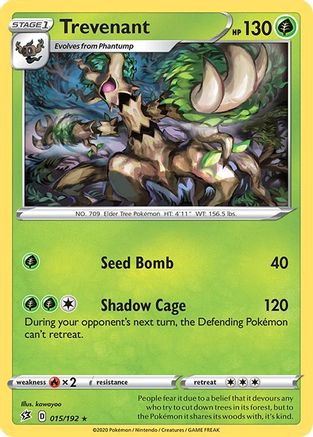 Trevenant 015/192 - SWSH02 Rebel Clash Reverse Holofoil - for just $0.23! 
