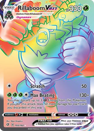 Rillaboom VMAX (Secret) 193/192 - SWSH02 Rebel Clash Holofoil - for just $4.75! 