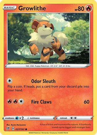 Growlithe 027/192 - SWSH02 Rebel Clash Reverse Holofoil - for just $0.15! 