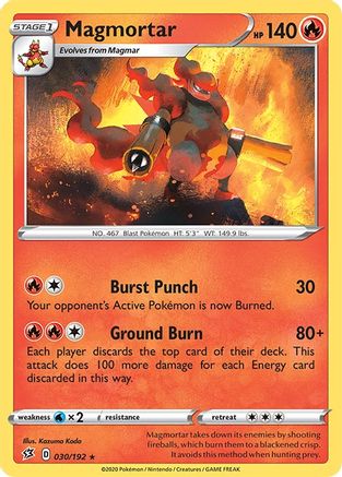 Magmortar 030/192 - SWSH02 Rebel Clash Reverse Holofoil - for just $0.25! 