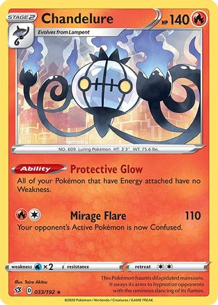 Chandelure 033/192 - SWSH02 Rebel Clash Reverse Holofoil - for just $0.28! 
