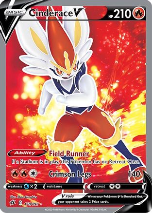 Cinderace V (Full Art) 178/192 - SWSH02 Rebel Clash Holofoil - for just $1.99! 