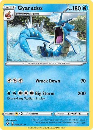 Gyarados 040/192 - SWSH02 Rebel Clash Reverse Holofoil - for just $1! 