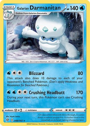 Galarian Darmanitan 048/192 - SWSH02 Rebel Clash Reverse Holofoil - for just $0.28! 