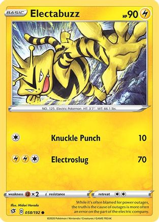 Electabuzz 058/192 - SWSH02 Rebel Clash - for just $0.05! 