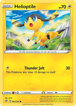 Helioptile 063/192 - SWSH02 Rebel Clash Reverse Holofoil - for just $0.13! 