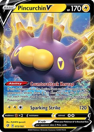 Pincurchin V 072/192 - SWSH02 Rebel Clash Holofoil - for just $0.36! 