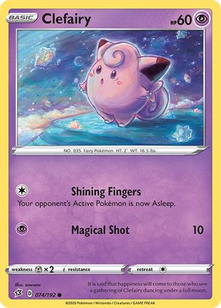 Clefairy 074/192 - SWSH02 Rebel Clash Reverse Holofoil - for just $0.10! 