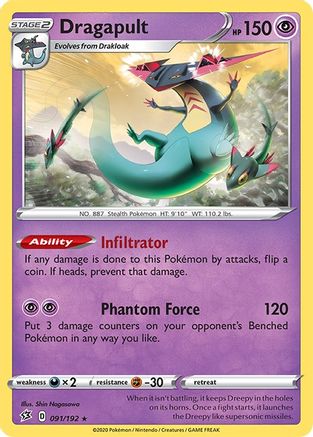 Dragapult 091/192 - SWSH02 Rebel Clash Reverse Holofoil - for just $0.43! 