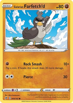 Galarian Farfetch'd 094/192 - SWSH02 Rebel Clash - for just $0.05! 