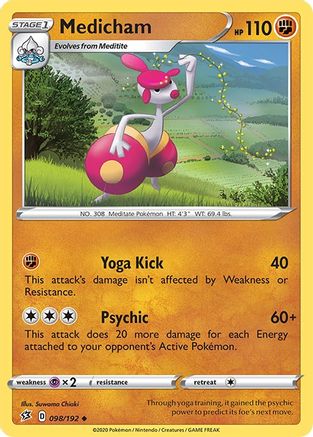 Medicham 098/192 - SWSH02 Rebel Clash Reverse Holofoil - for just $0.13! 
