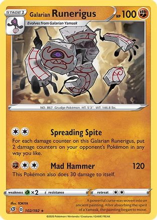 Galarian Runerigus 102/192 - SWSH02 Rebel Clash - for just $0.18! 