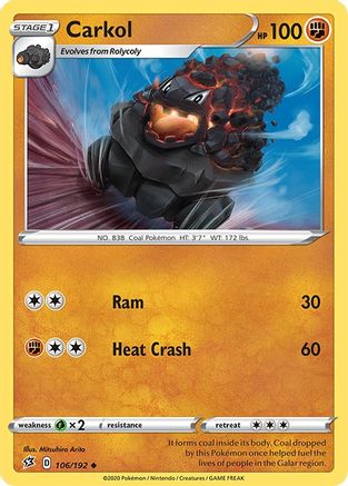 Carkol 106/192 - SWSH02 Rebel Clash - for just $0.05! 