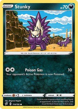 Stunky 114/192 - SWSH02 Rebel Clash Reverse Holofoil - for just $0.20! 