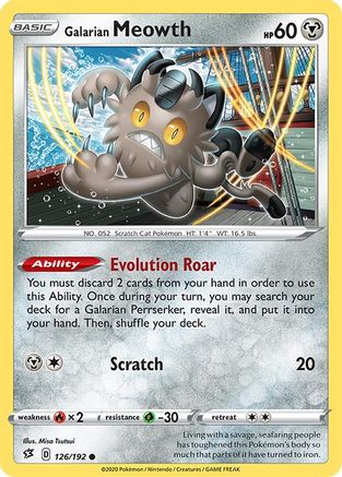 Galarian Meowth 126/192 - SWSH02 Rebel Clash Reverse Holofoil - for just $0.22! 