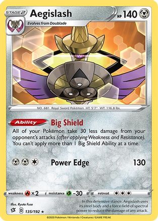 Aegislash 135/192 - SWSH02 Rebel Clash Reverse Holofoil - for just $0.30! 