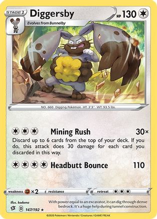 Diggersby 147/192 - SWSH02 Rebel Clash Reverse Holofoil - for just $0.20! 
