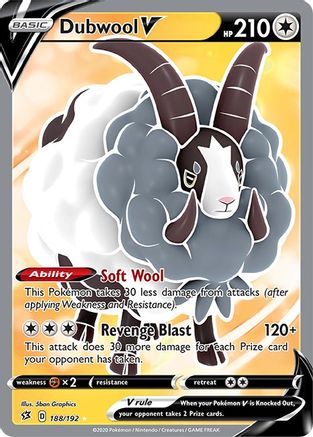 Dubwool V (Full Art) 188/192 - SWSH02 Rebel Clash Holofoil - for just $1.15! 