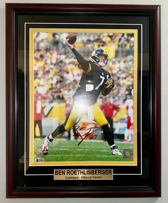 Ben Roethlisberger QB Signed & Framed NFL Pittsburgh Steelers 11x14 With BAS COA - for just $500! 