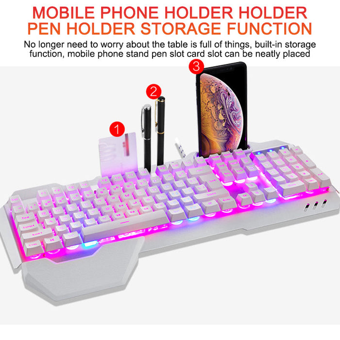 ErgonomicWired Gaming Keyboard with RGB Backlight Phone Holder - for just $65.50! 
