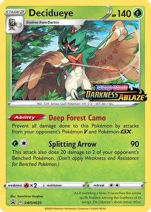 Decidueye (Prerelease) SWSH035/307 - SWSH Sword & Shield Promo Cards Holofoil - for just $2.73! 