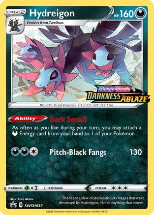 Hydreigon (Prerelease) SWSH037/307 - SWSH Sword & Shield Promo Cards Holofoil - for just $3.93! 