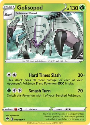 Golisopod 018/189 - SWSH03 Darkness Ablaze Reverse Holofoil - for just $0.20! 