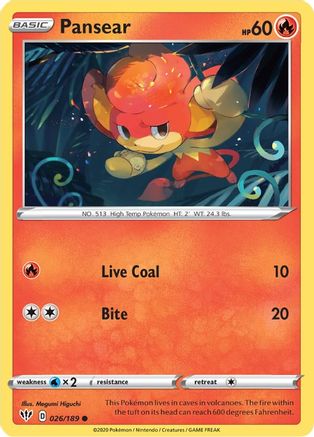 Pansear 026/189 - SWSH03 Darkness Ablaze - for just $0.05! 