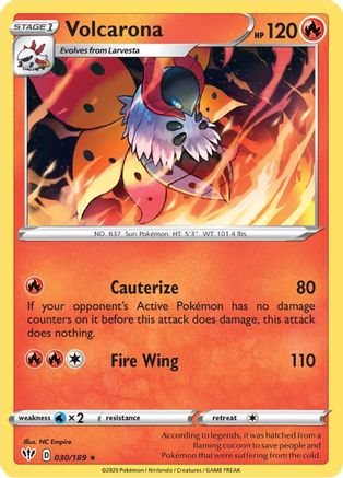 Volcarona 030/189 - SWSH03 Darkness Ablaze - for just $0.10! 