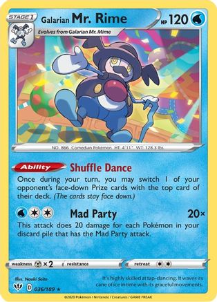 Galarian Mr. Rime 036/189 - SWSH03 Darkness Ablaze Reverse Holofoil - for just $0.20! 